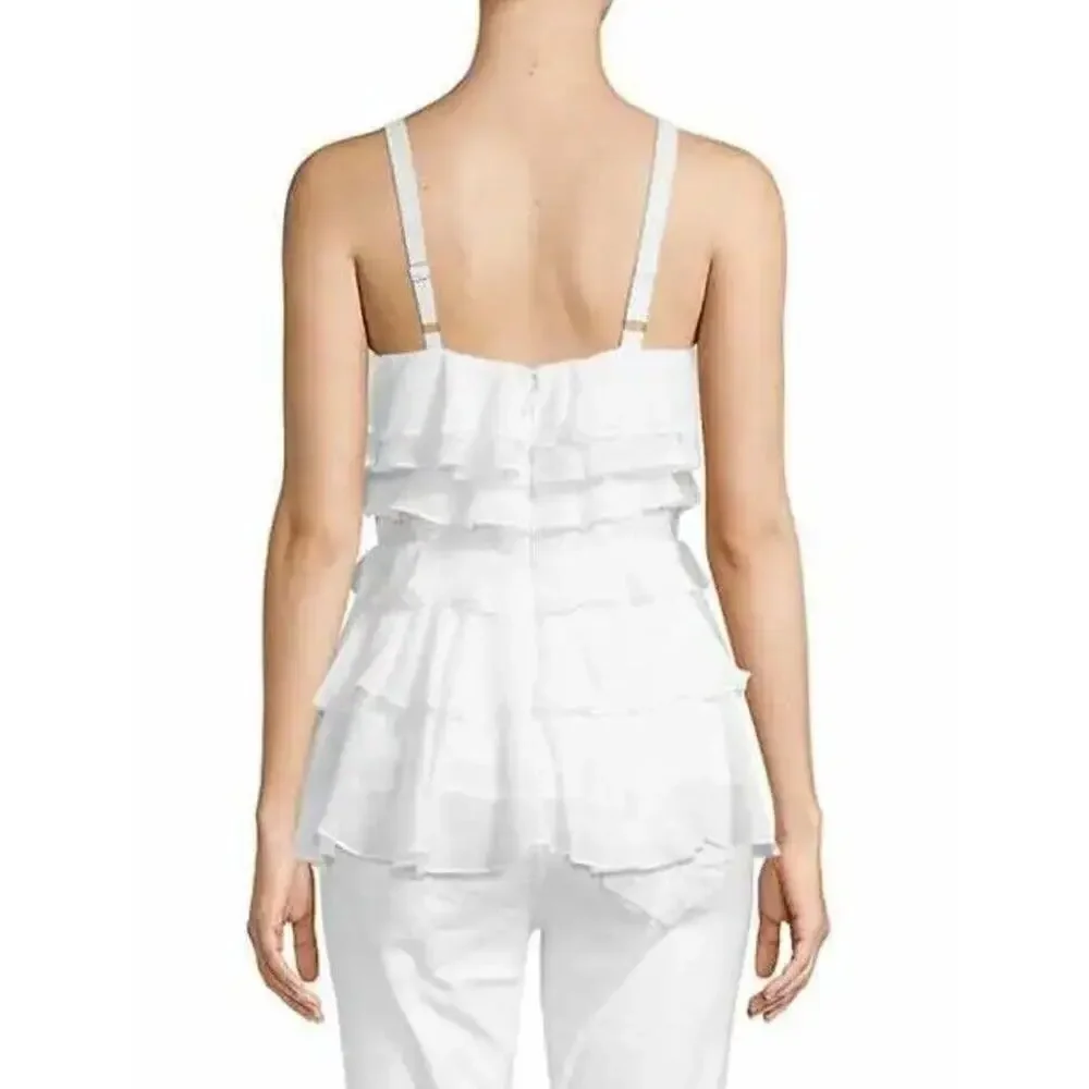 Lilly Pulitzer Olive Top Womens Size 12 Resort White Chiffon Ruffles NWT $168 - Picture 2 of 13